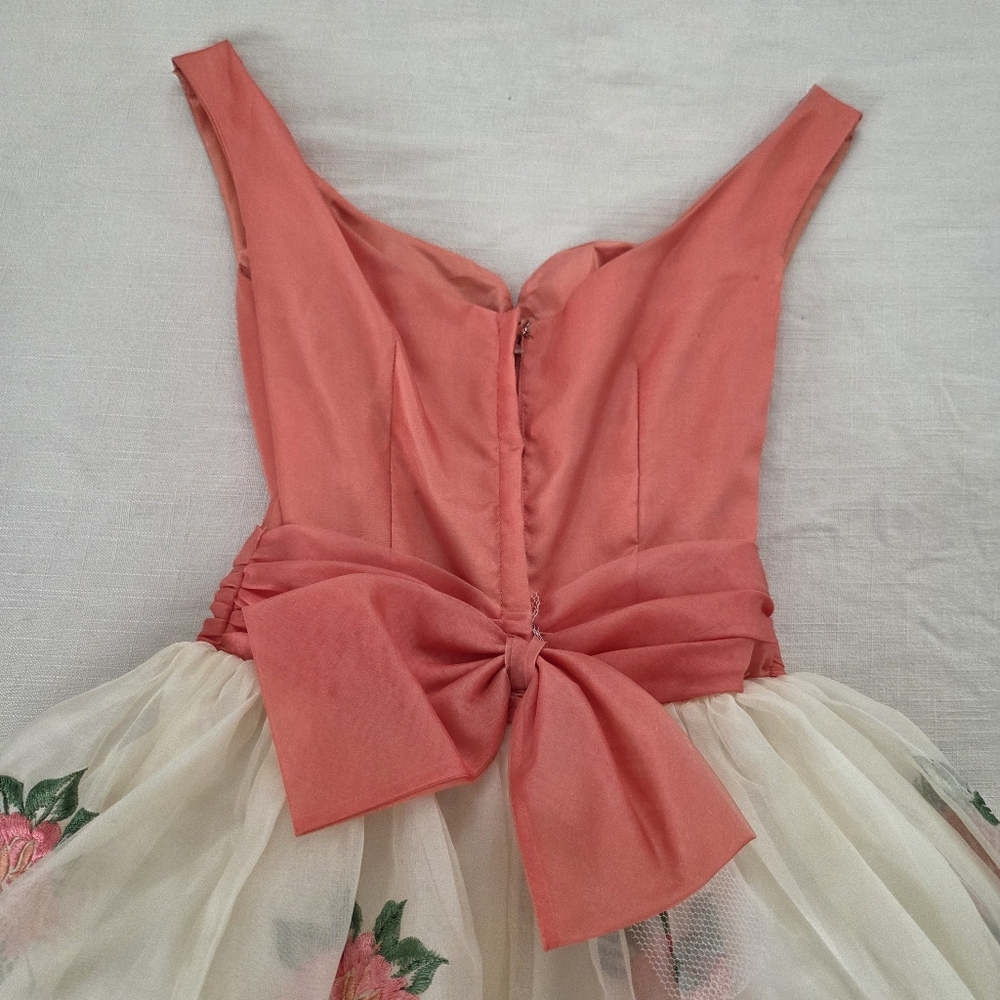 Vintage 50s/60s Floral Sheer Dress XXS? XS Womens - Picture 13 of 16
